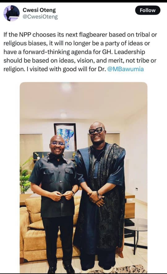 Cwesi Oteng Endorses Bawumia For 2028